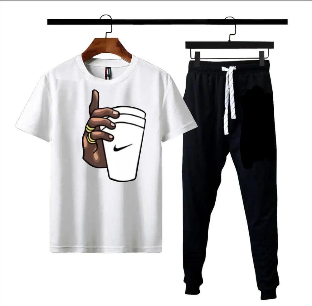 2 Pcs Micro Polyester Printed T-Shirt And Trouser