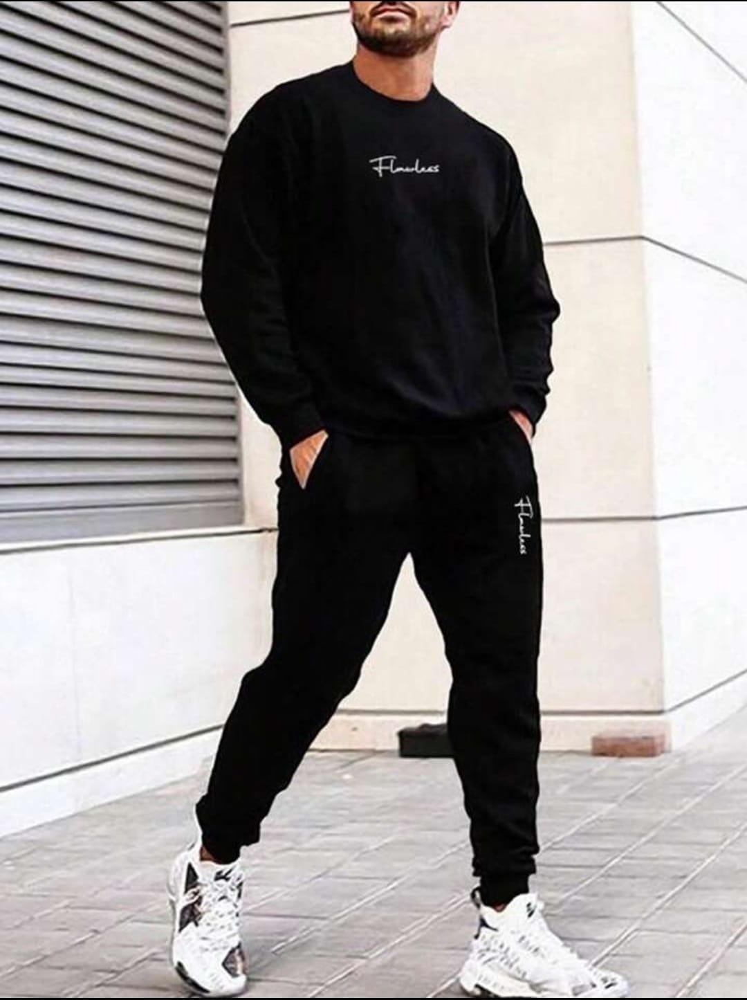 2 Pcs Sweat Shirt Track Suit For Men's Winter Collection